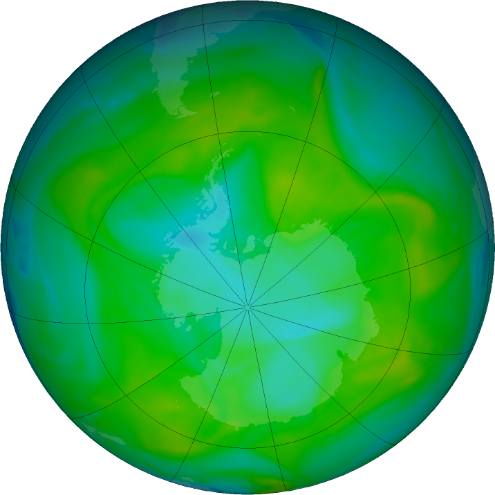 Antarctic ozone map for 18 December 2017